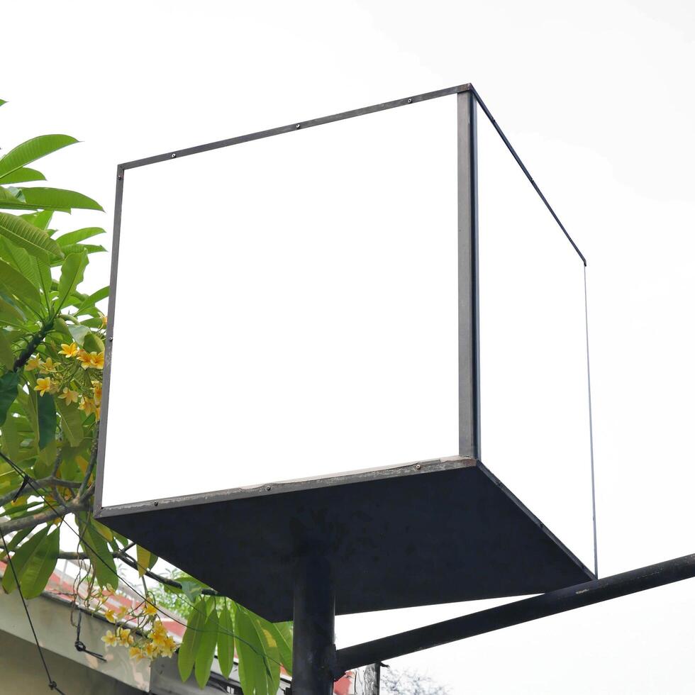 Box mock up sign on white building wall, amazing for your business logoGenerated Image photo