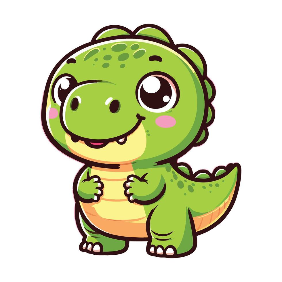 Cute Cartoon Dinosaur Sticker vector