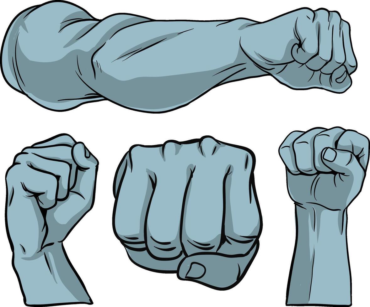 a set of fist illustrations vector