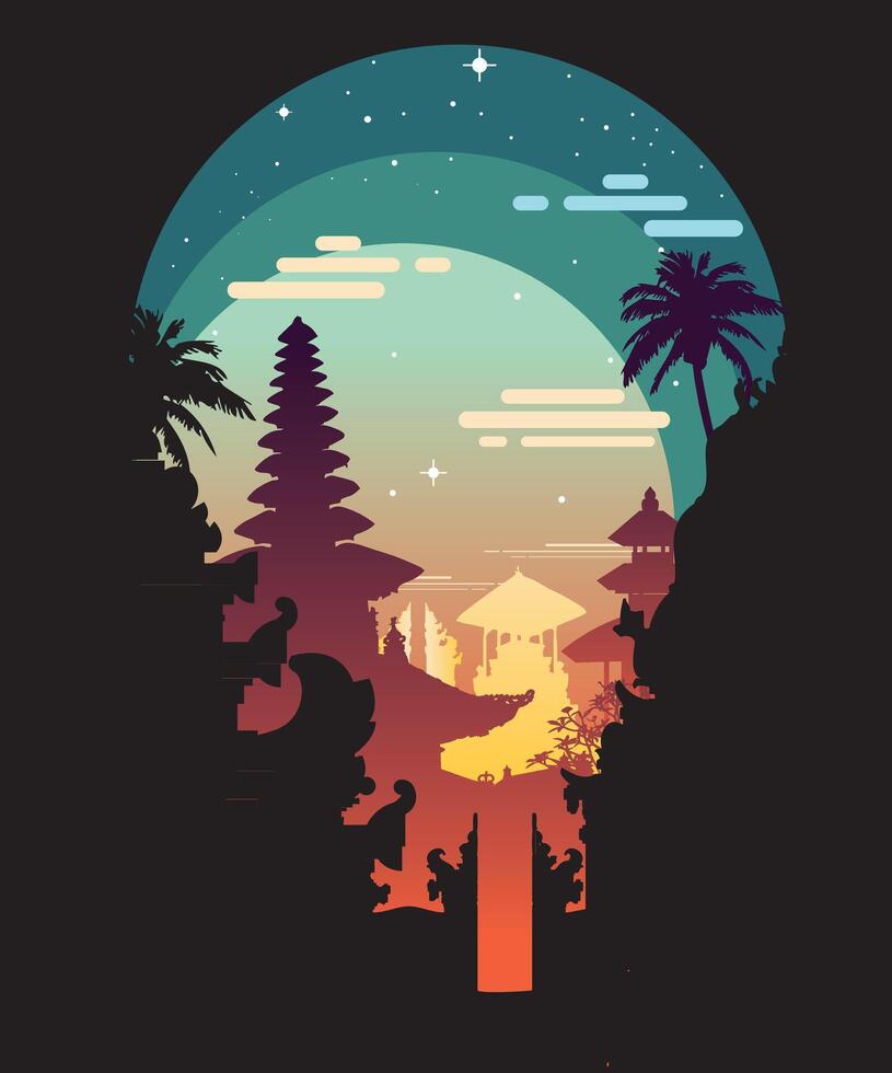illustration of balinese tample art vector