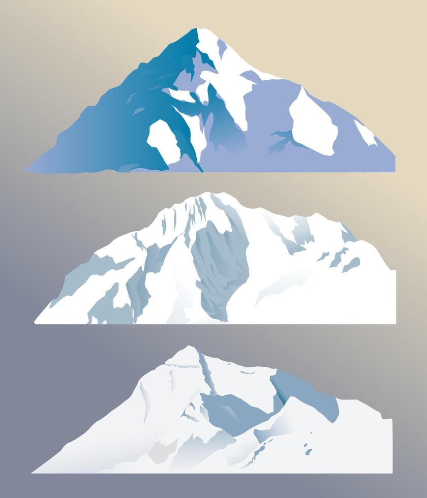 a set of snowy mountains illustration vector