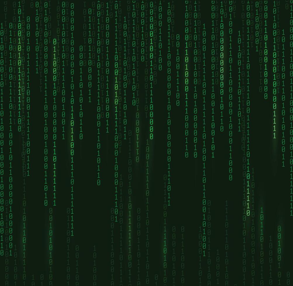 illustration of random green binary code background vector