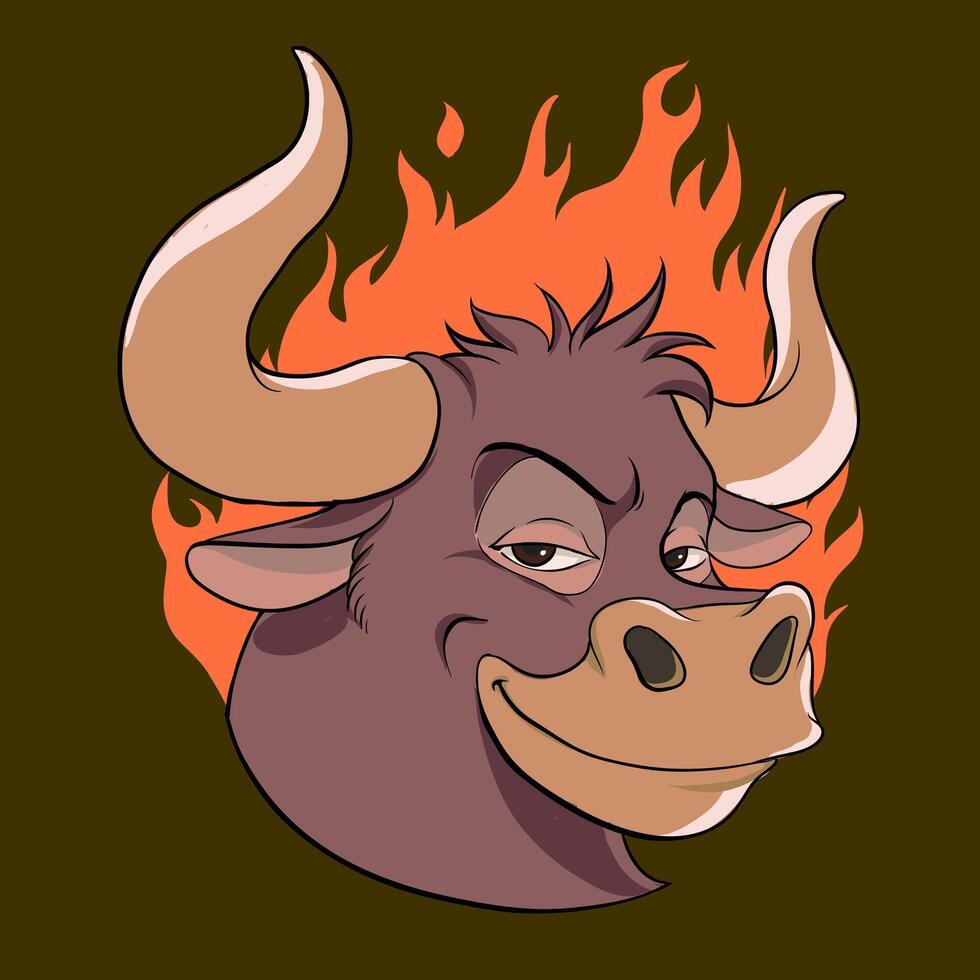 illustration of smirking bull cartoon vector