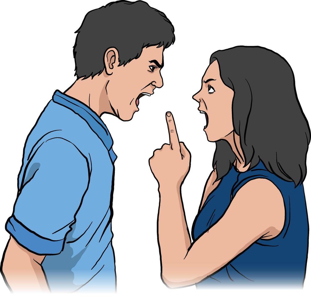 illustration of couple conflict, argument vector