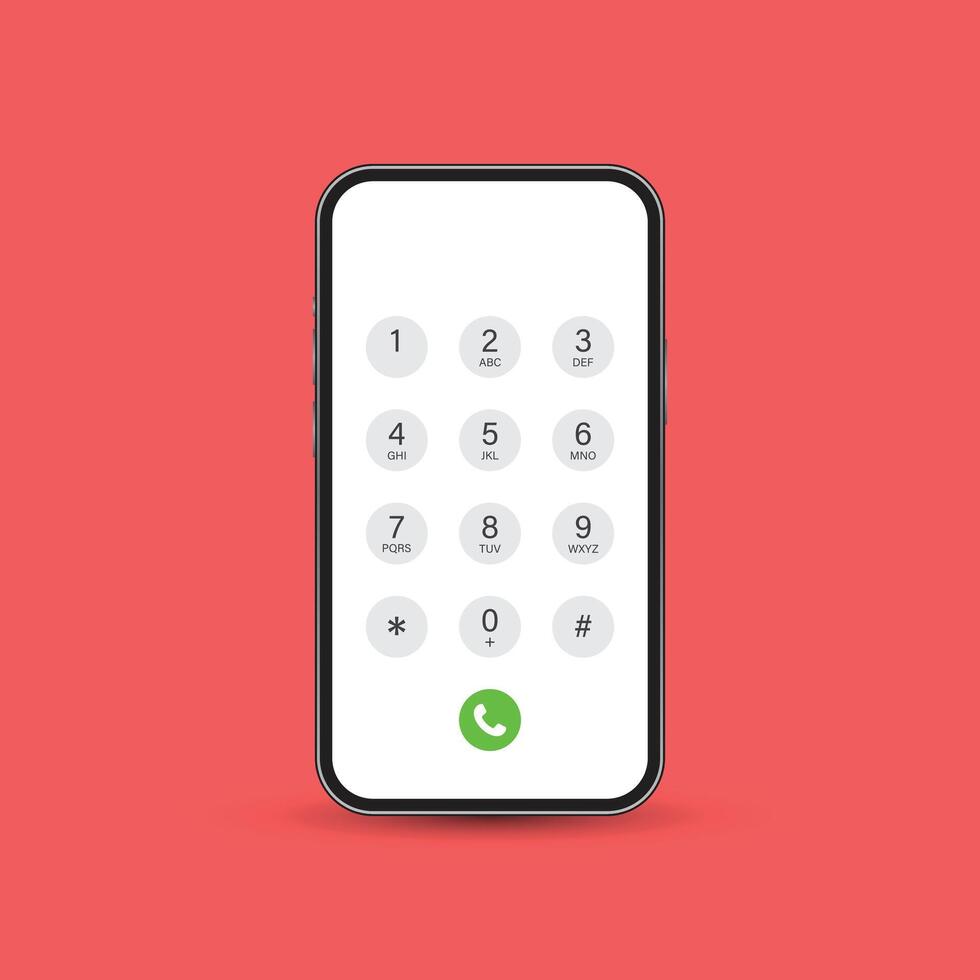 Smartphone dial button icon in flat style. Phone number pad illustration on isolated background. Telephone interface sign business concept. vector