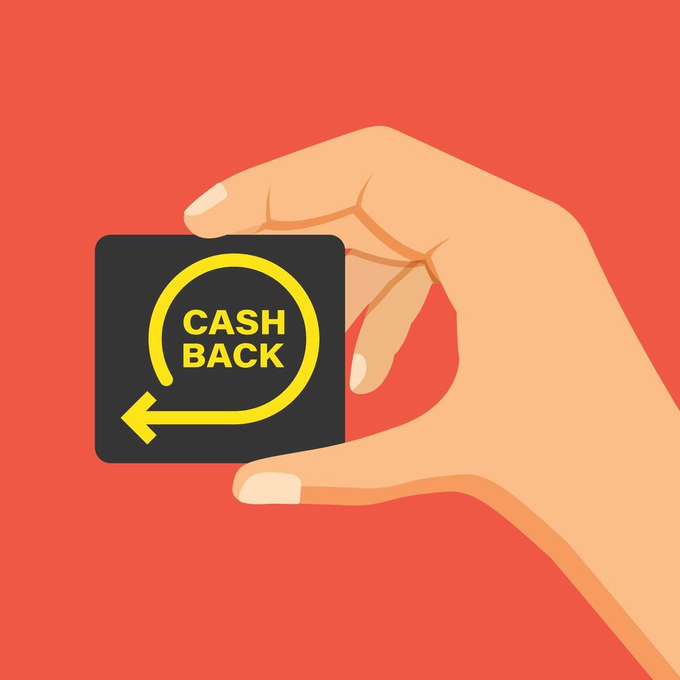 Cashback in hand icon in flat style. Money back label illustration on isolated background. Cash back poster sign business concept. vector