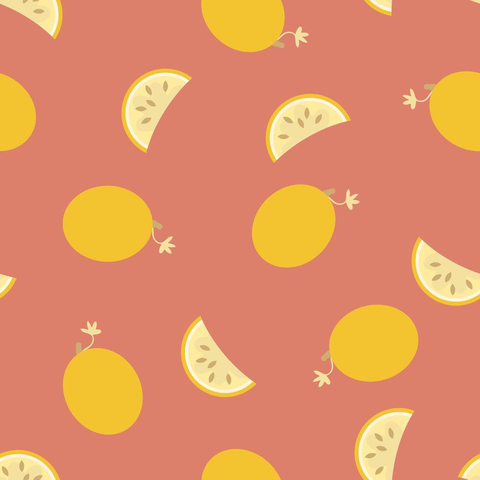 Modern art minimalist style seamless pattern with melons. Perfect for banner, textile, fabric, paper, label, sale. Hand drawn illustration. vector