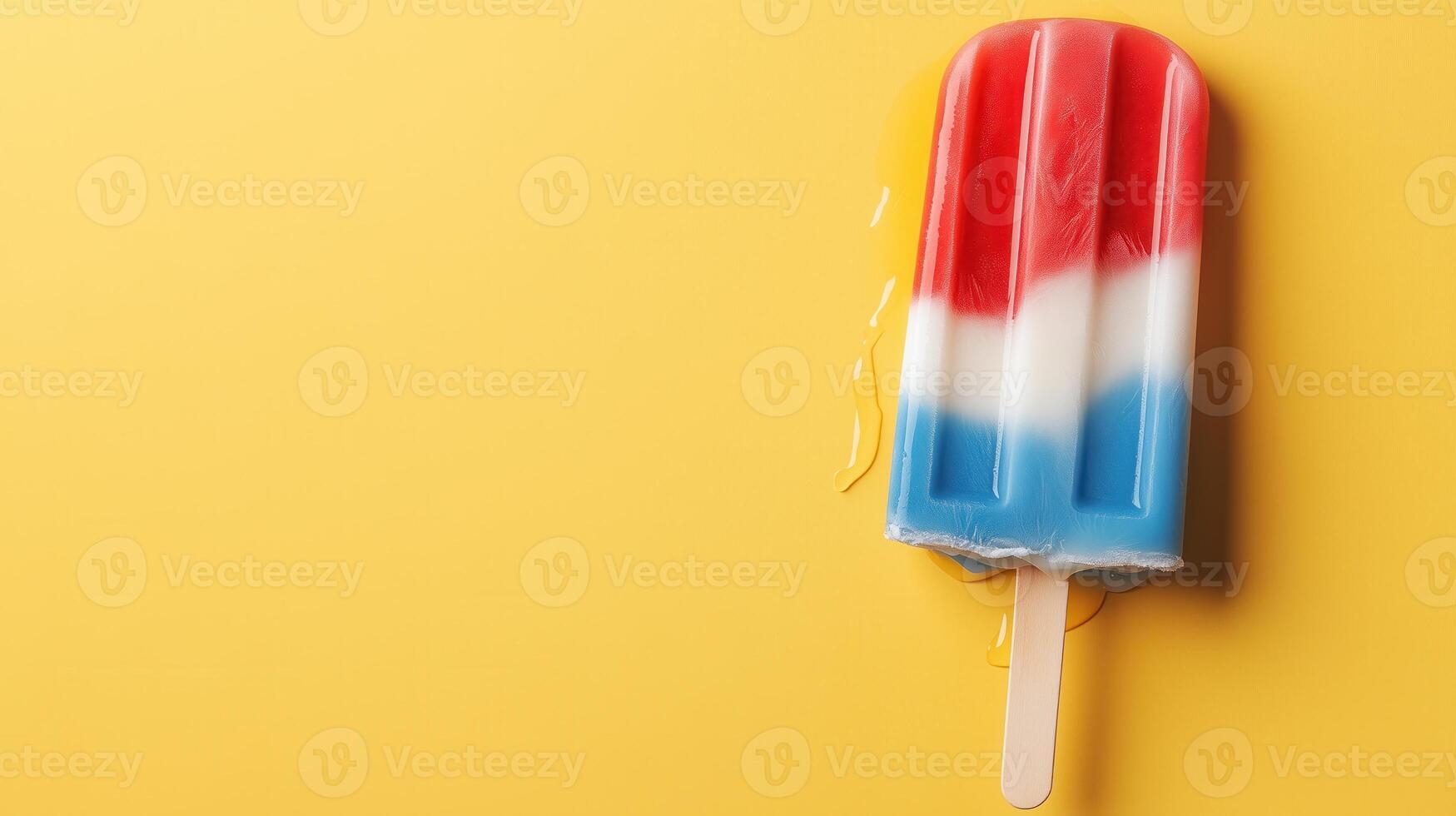 A colorful popsicle featuring red, white, and blue layers, perfect for summer treats. Enjoy a refreshing taste on a sunny day. photo