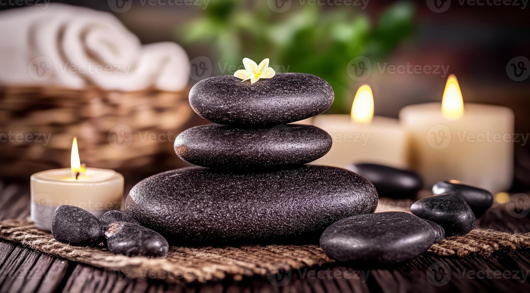 Spa Massage Stones With Candles photo