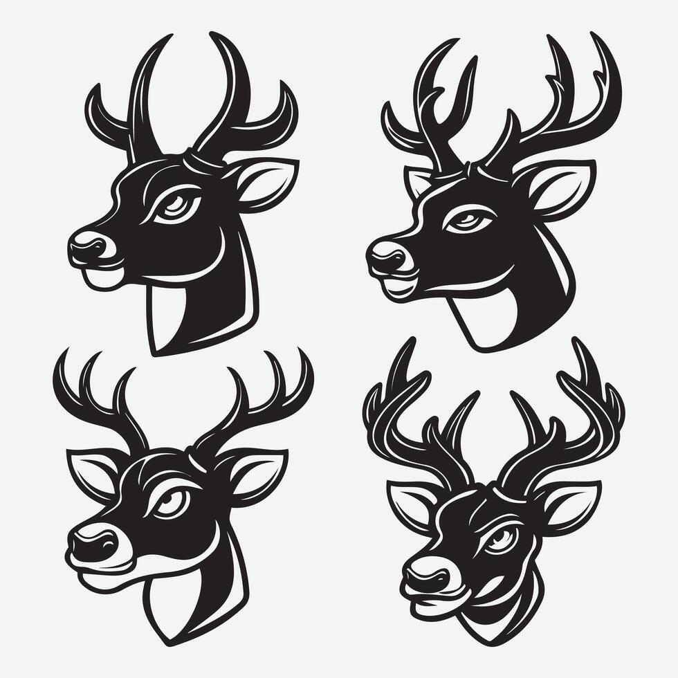 Elegant Deer Head Illustrations for Rustic Wedding Invitations vector