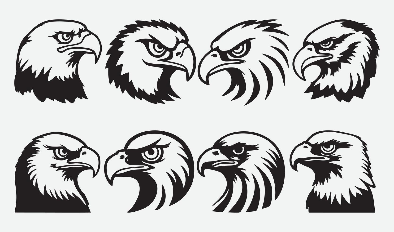 Versatile Eagle Head Silhouette Designs for Hunting and Wildlife Graphics vector