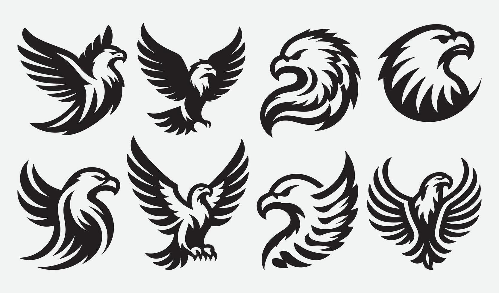 Stylized Eagle Icons for T-Shirts and Stickers vector