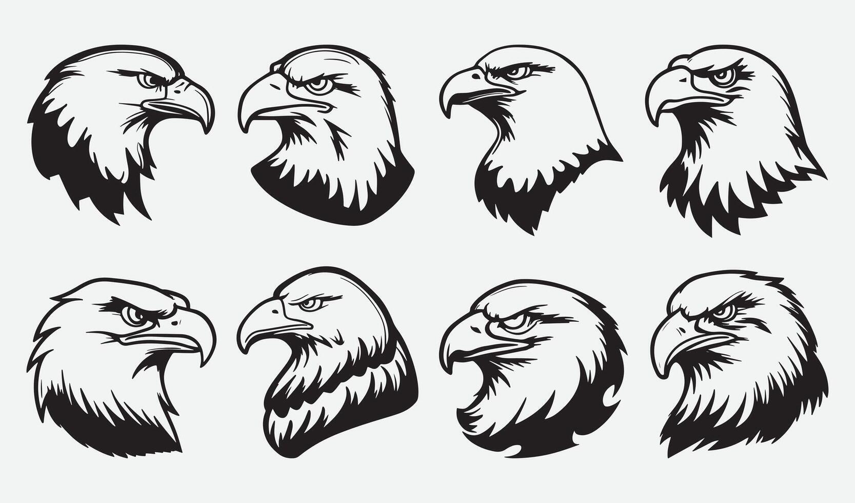 Set of Unique Eagle Head Illustrations for Custom T-Shirt and Graphic Design Needs vector