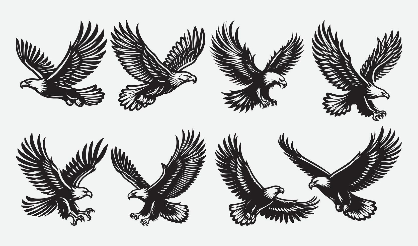 Artful Eagle Flying Icons for Unique Graphic Projects vector
