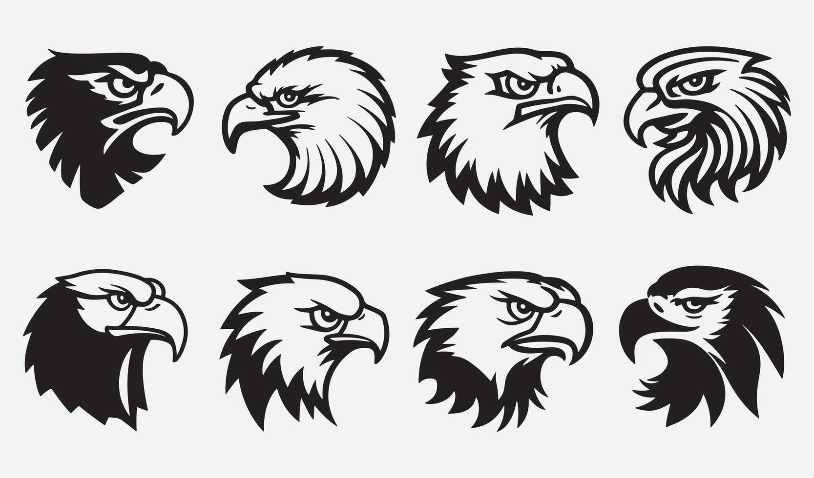 Set of Elegant Eagle Head Clip Art for Stunning Logo and Sticker Designs vector