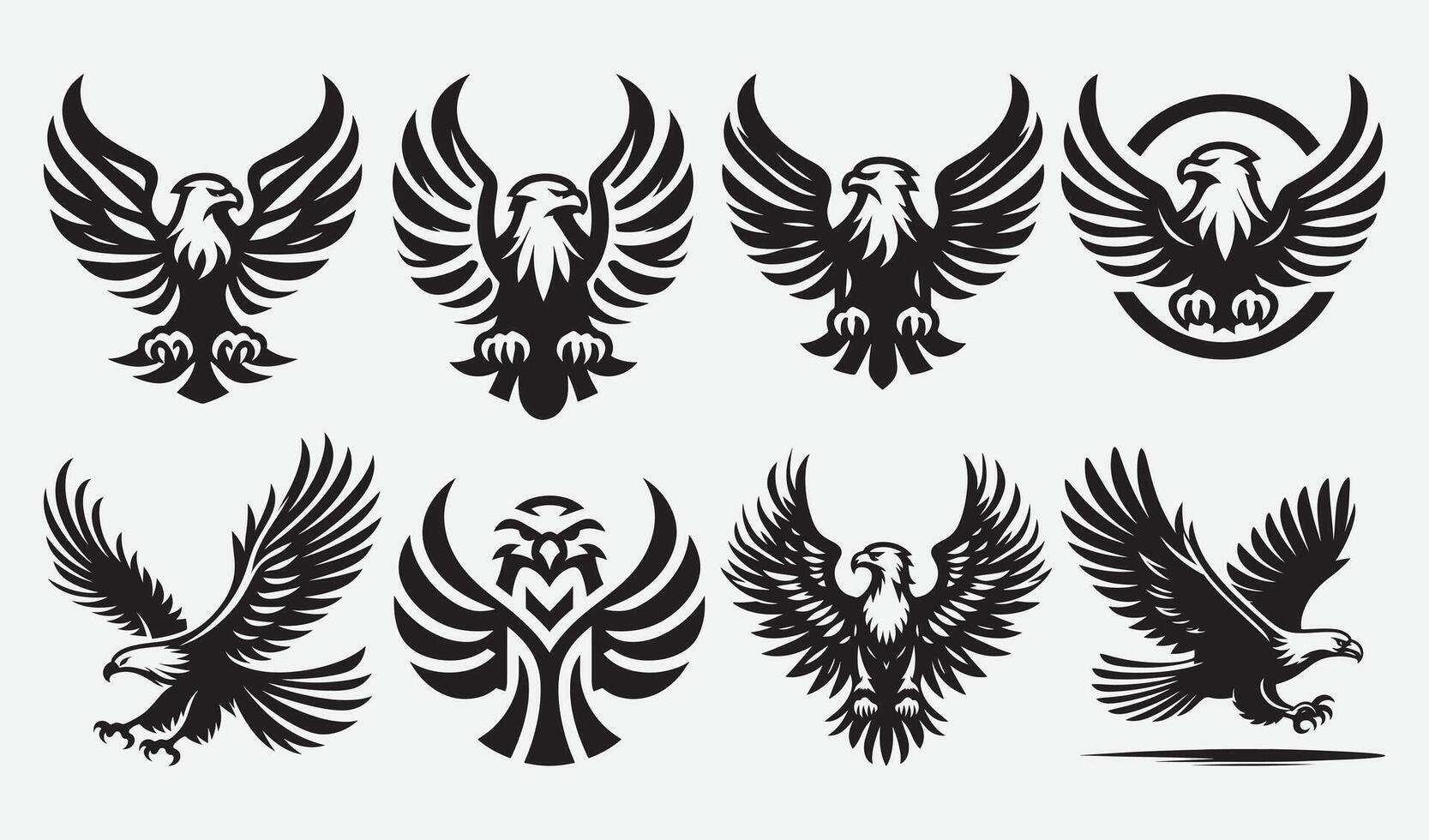 Bold Eagle Silhouettes for Eye-Catching Graphic Elements vector