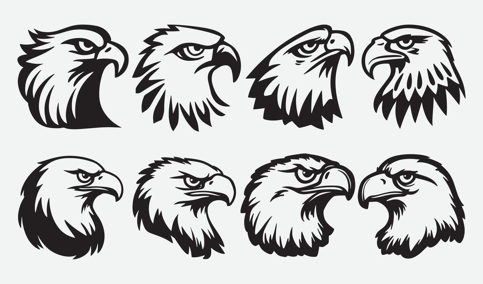 Set of Dynamic Eagle Head Illustrations for Custom Logos and Apparel Designs vector