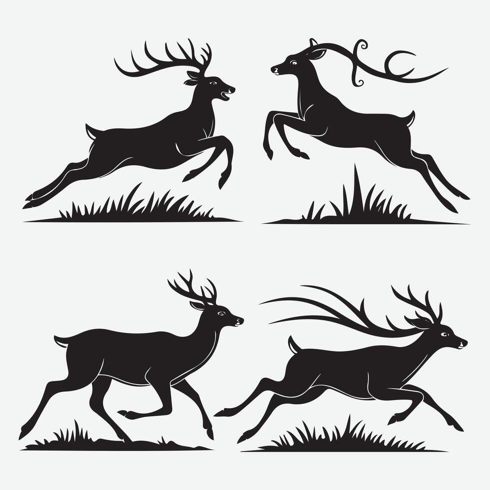 Unique Deer Silhouette Graphics for Wildlife Education Materials vector