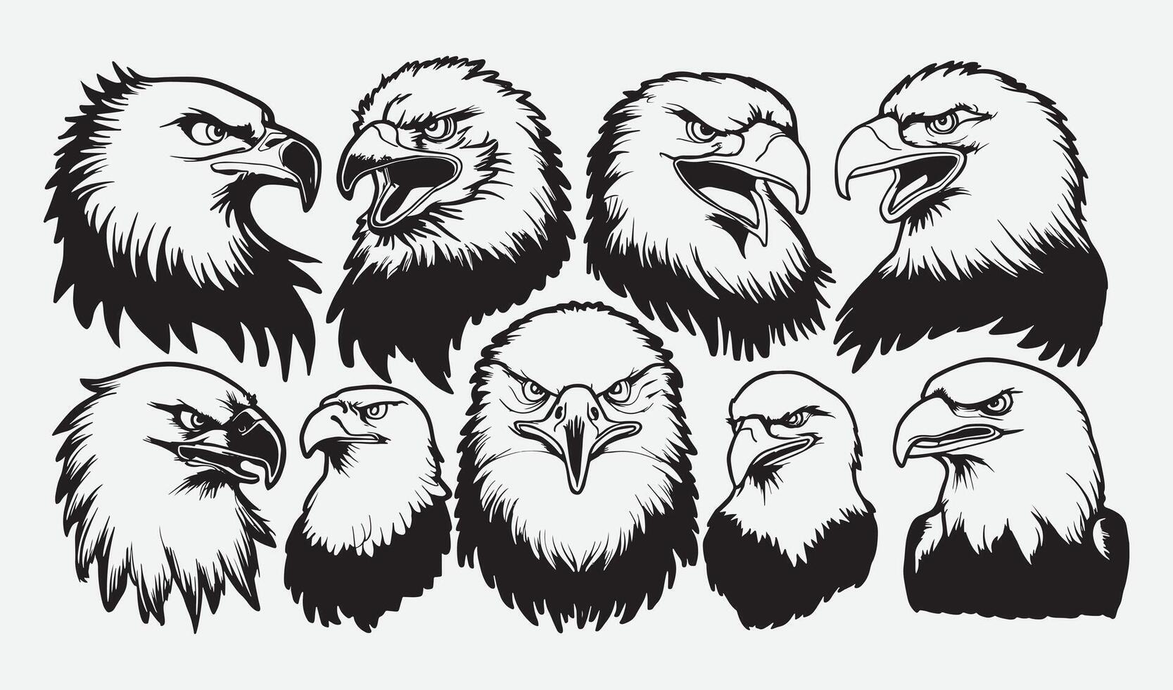 Dynamic Eagle Head Illustrations for Custom Stickers and Branding Projects vector