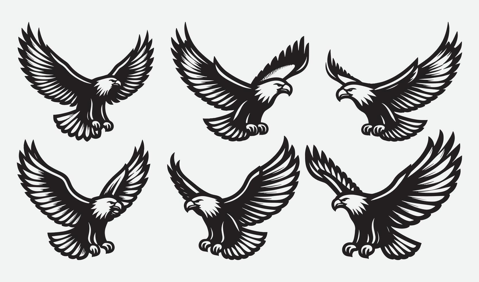 Set of Elegant Eagle Silhouettes for Logo and Branding Designs vector