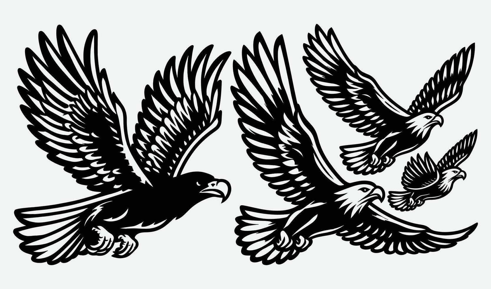 Dynamic Eagle Flying Silhouette Graphics Collection for Creative Projects vector
