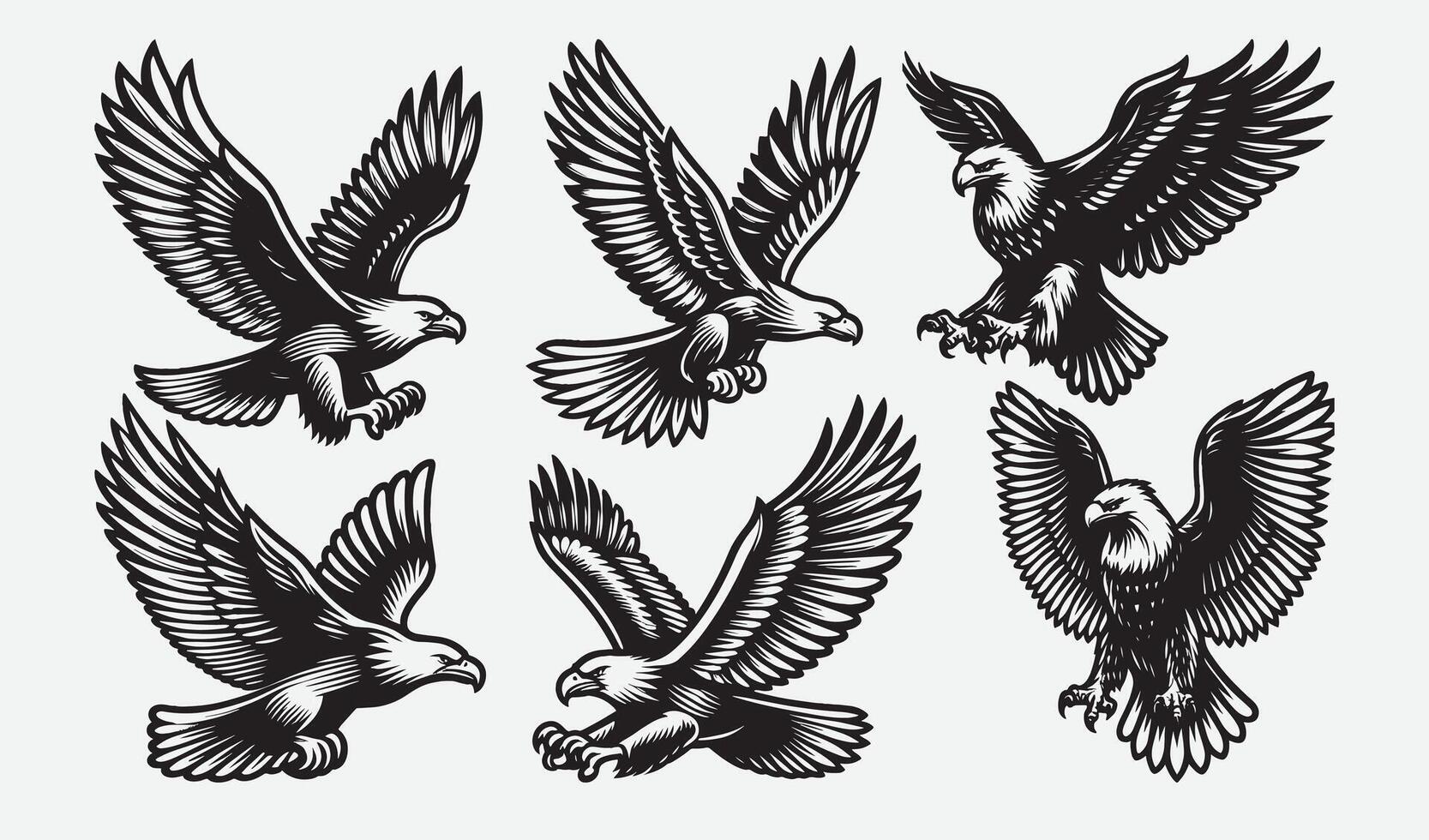 Eagle Flying Silhouettes for Engaging Logo and Branding Projects vector