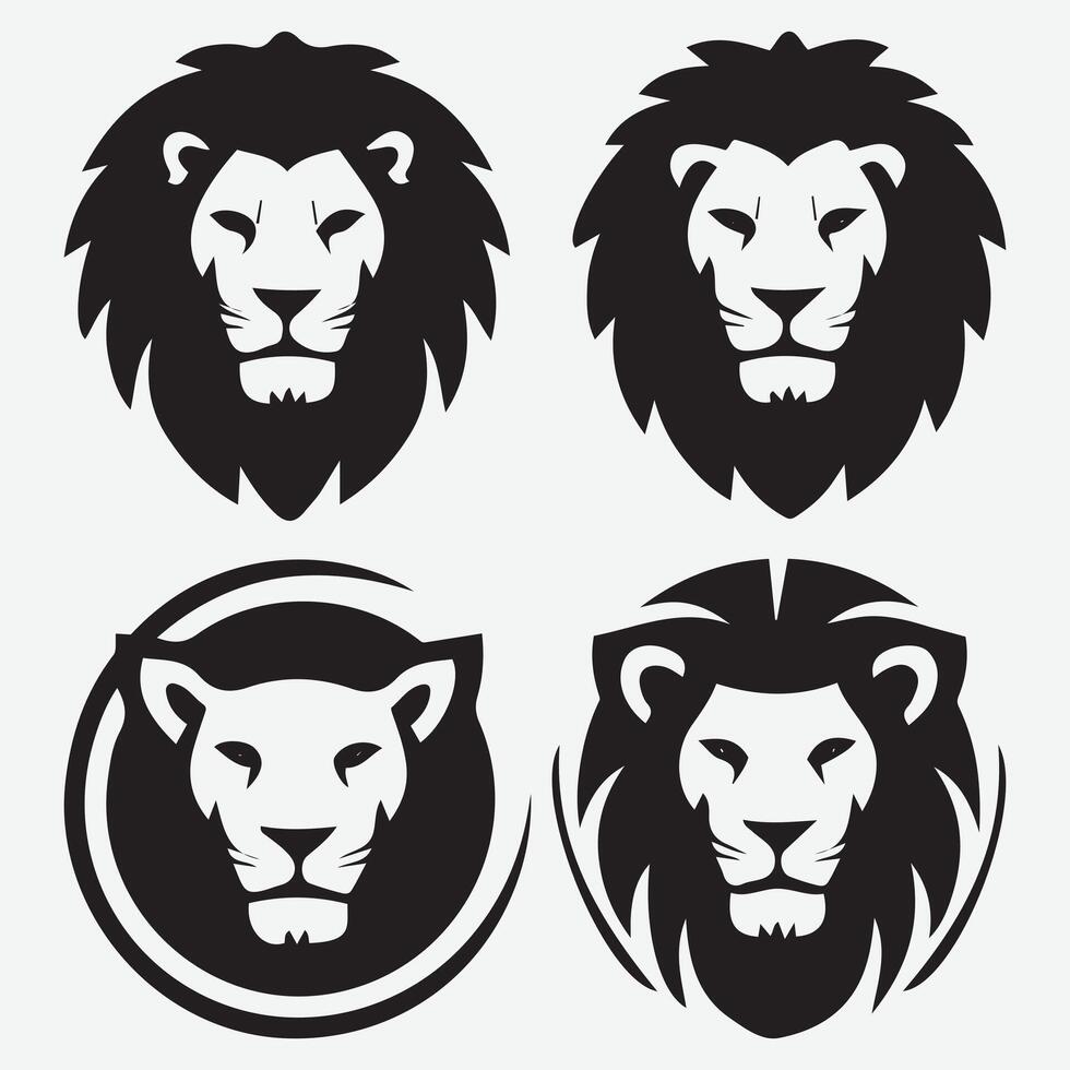 Majestic Lion Head Silhouette Set for Standout Graphic Design vector