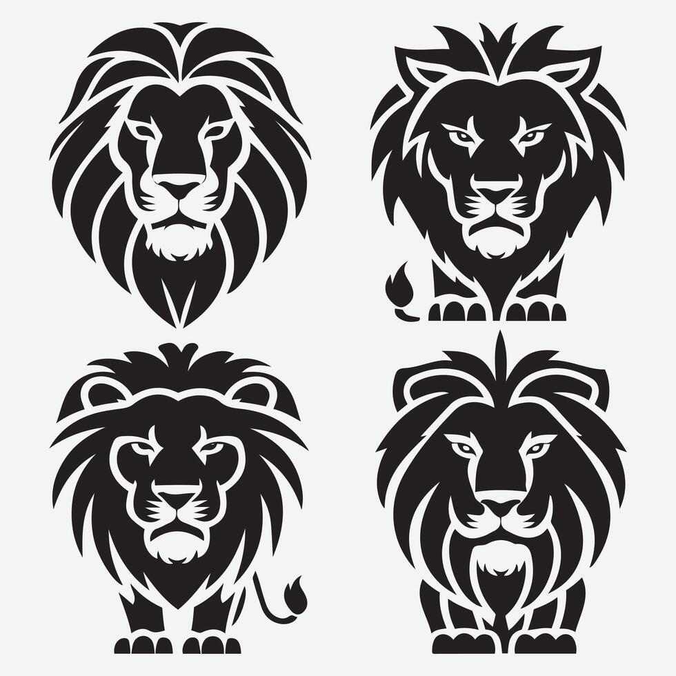 Bold Lion Head Silhouettes for High-Impact Graphic Designs vector