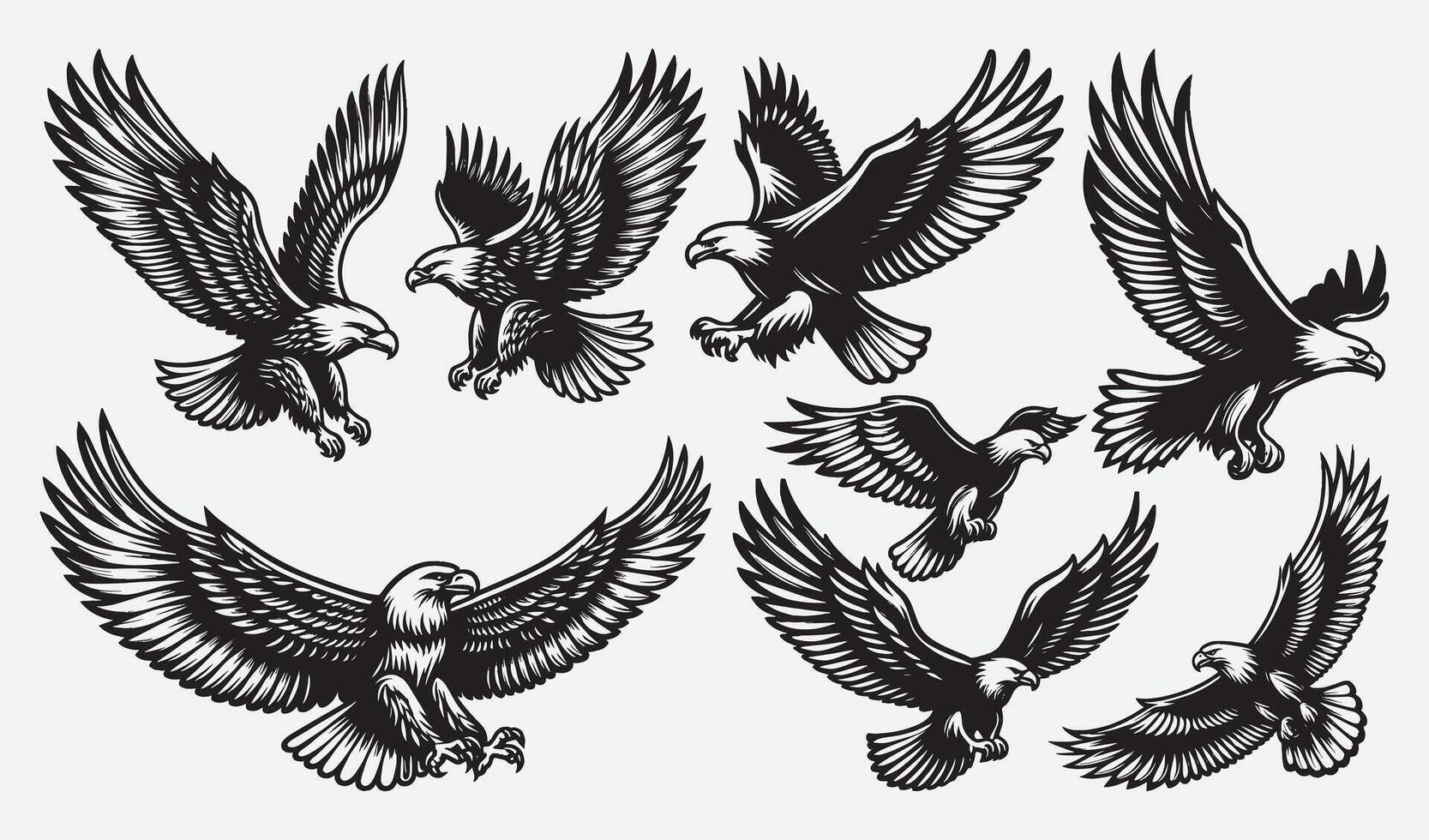 Versatile Eagle Flying Designs Collection for Custom Apparel and Merchandise vector