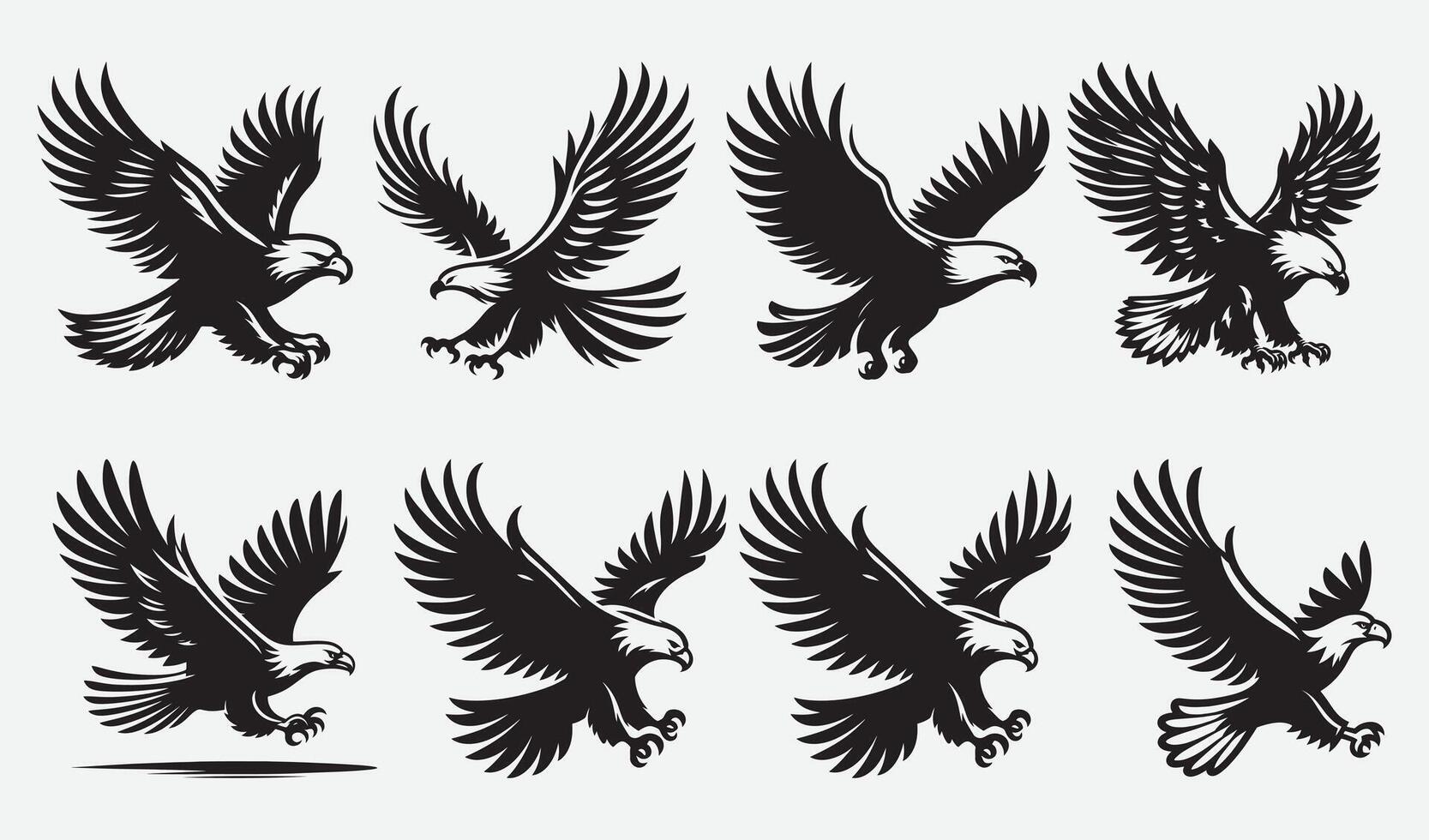 Set of Eagle Flying Silhouette Graphics for Engaging Digital Content vector