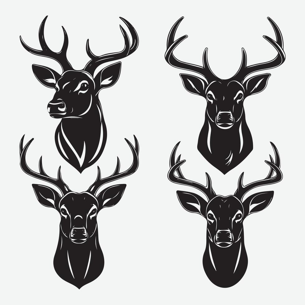 Timeless Deer Head Silhouettes Set for Rustic Decor vector