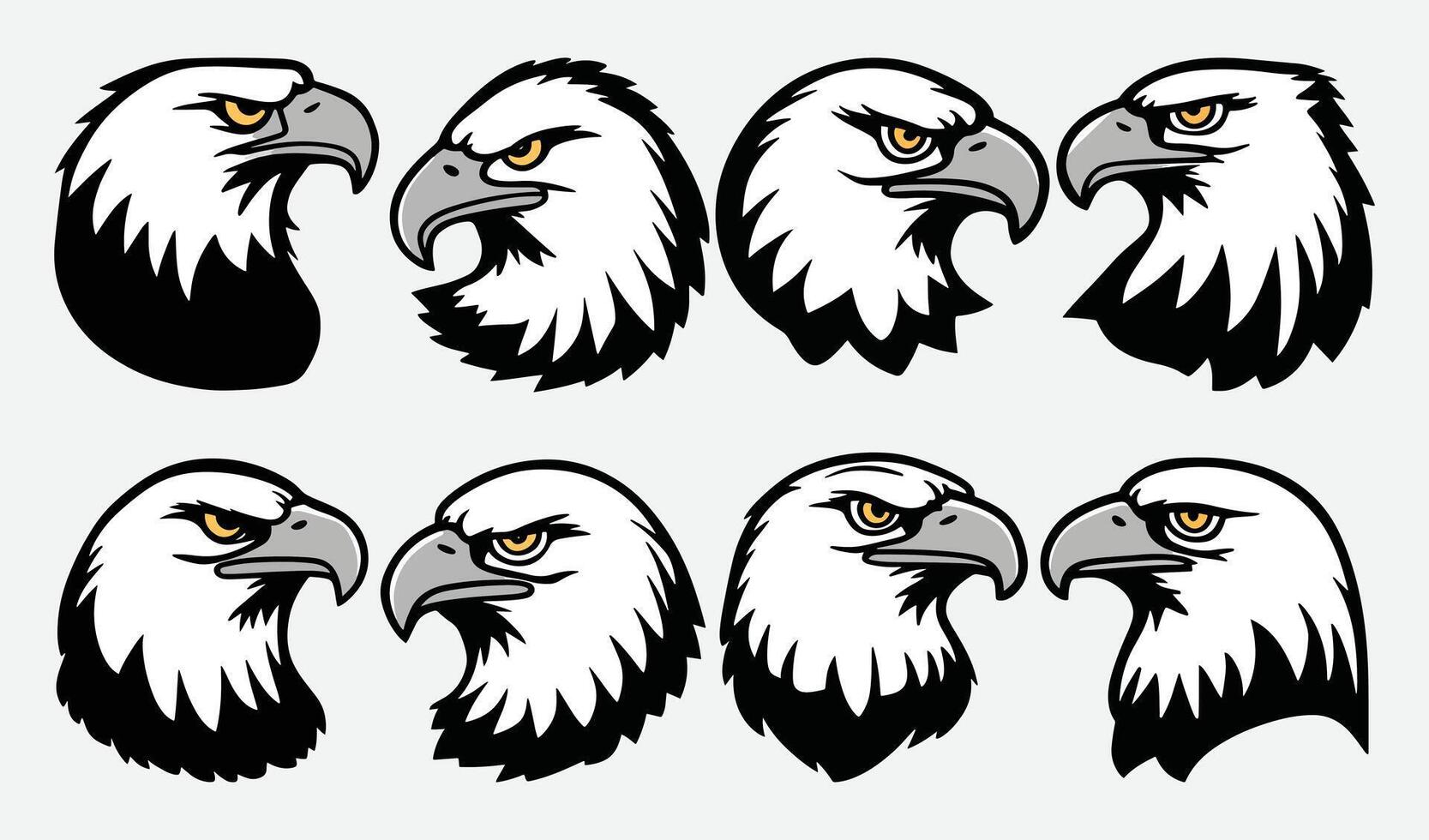 Dynamic Eagle Head Designs for Logos, Icons, and Stickers vector