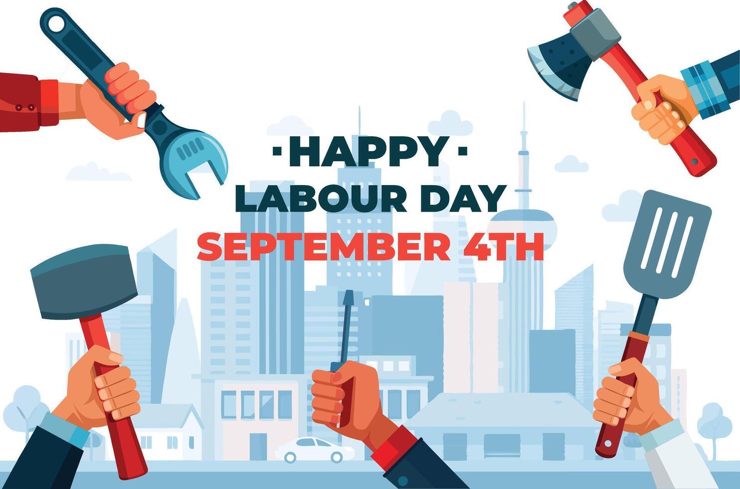 Happy Labor Day Celebration SEPTEMBER 4TH. National American Holiday Illustration Concept for Greeting Card, Banner, Poster etc. stock illustration vector