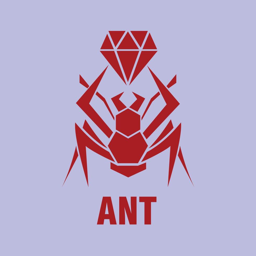 ANT company logo. An ant represents hardwork, teamwork, and strength. A diamond represents a success. vector