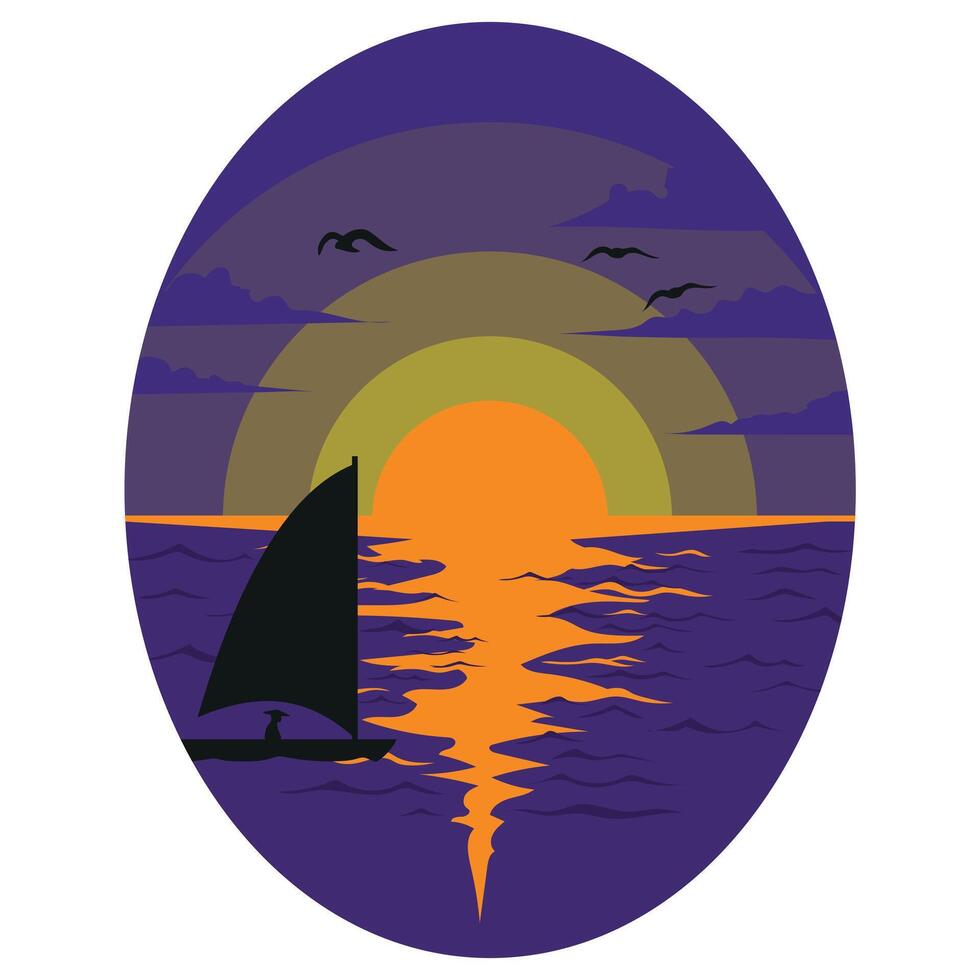 Sunset on the ocean vector