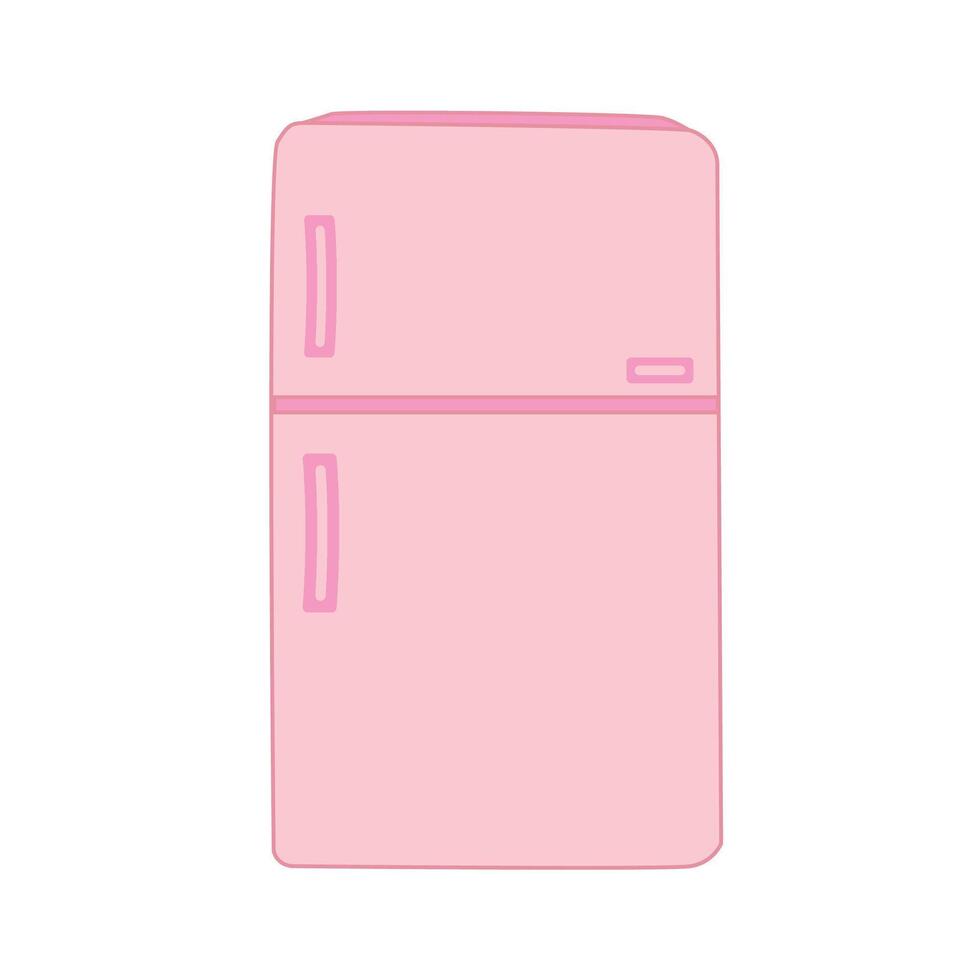 Retro Style Pink Fridge With White Background vector