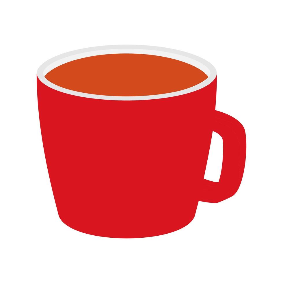 Red Mug With Tea on white background vector