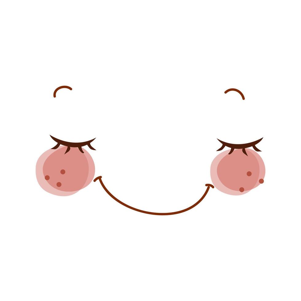 Kawaii Happy Face With Cheeks And Eyes vector