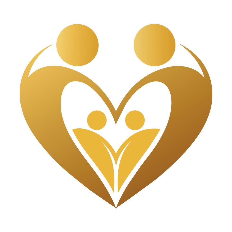 Elegant Golden Heart Minimalist Family Design Aesthetic Vibes for Modern Homes vector