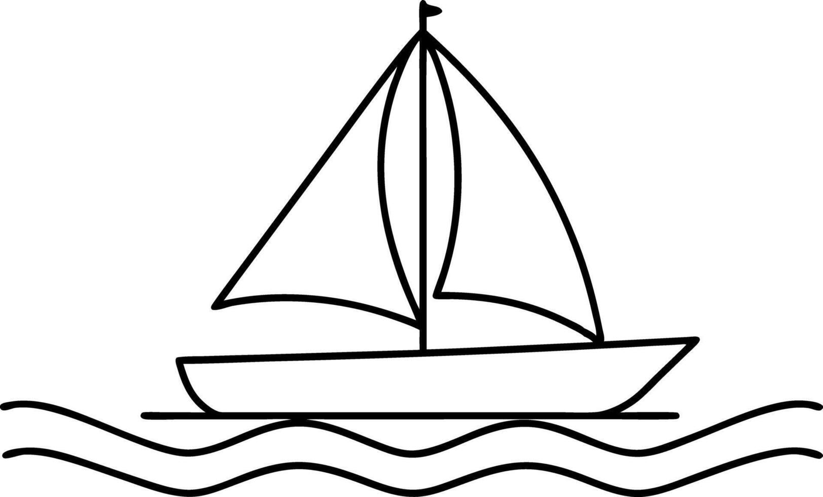 Sailboat Line Drawing Minimalist Sailing Boat on Water Illustration vector