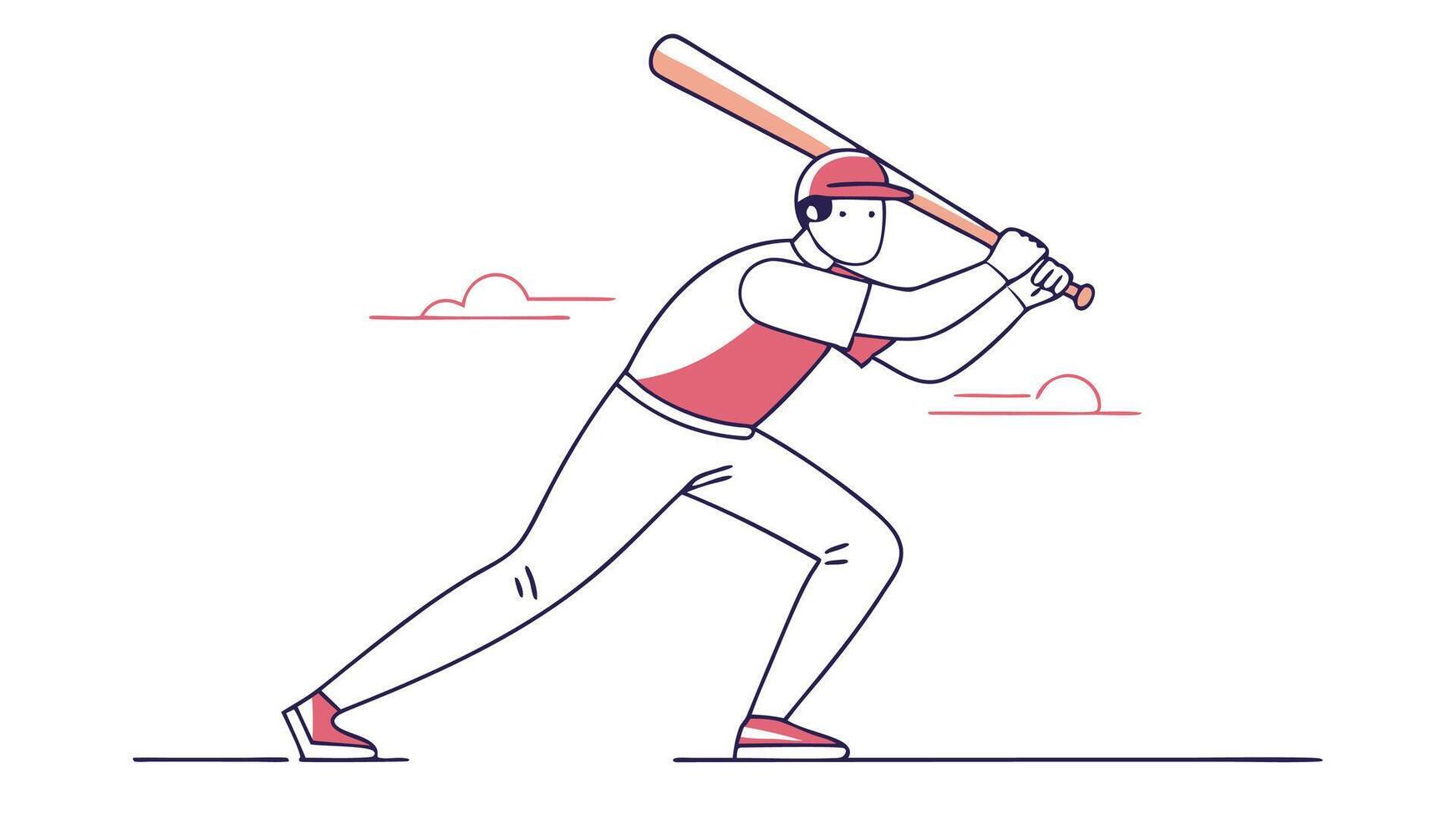Line Art of Baseball Player Swinging Bat Dynamic Sports Illustration vector
