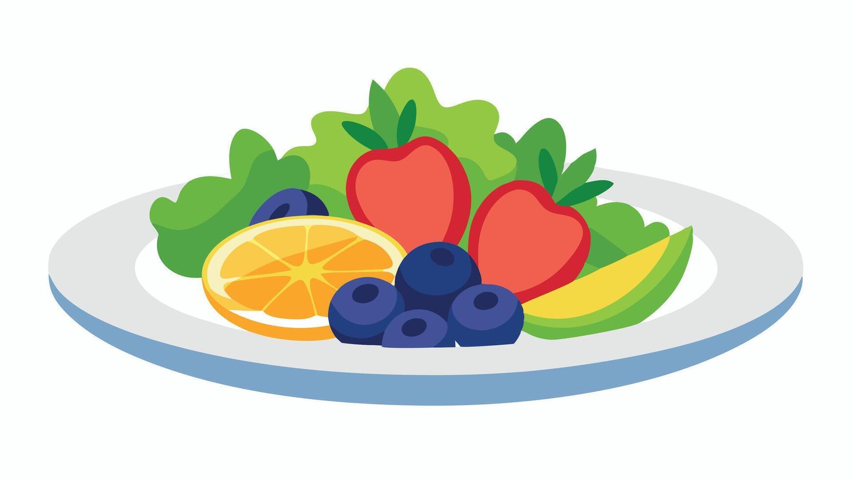 Fresh Fruit and Berry Salad A Deliciously Healthy Recipe on a White Plate vector