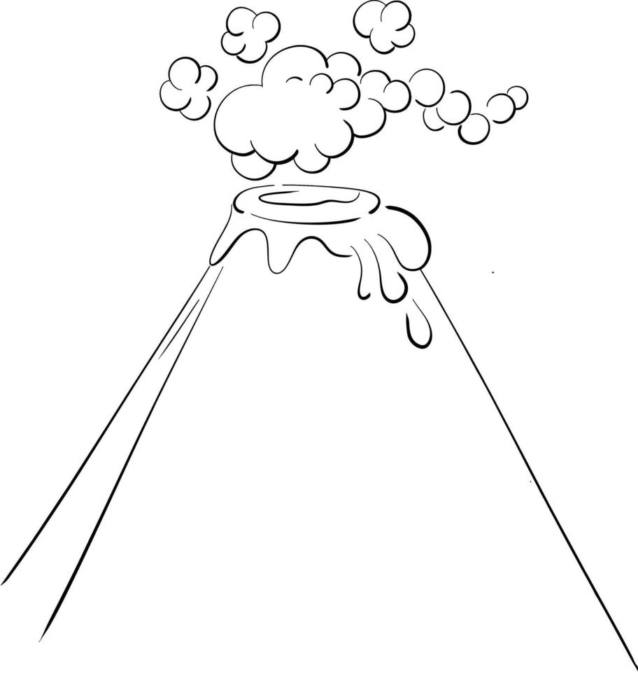 black volcano in cartoon style. Silhouette for circuit vector