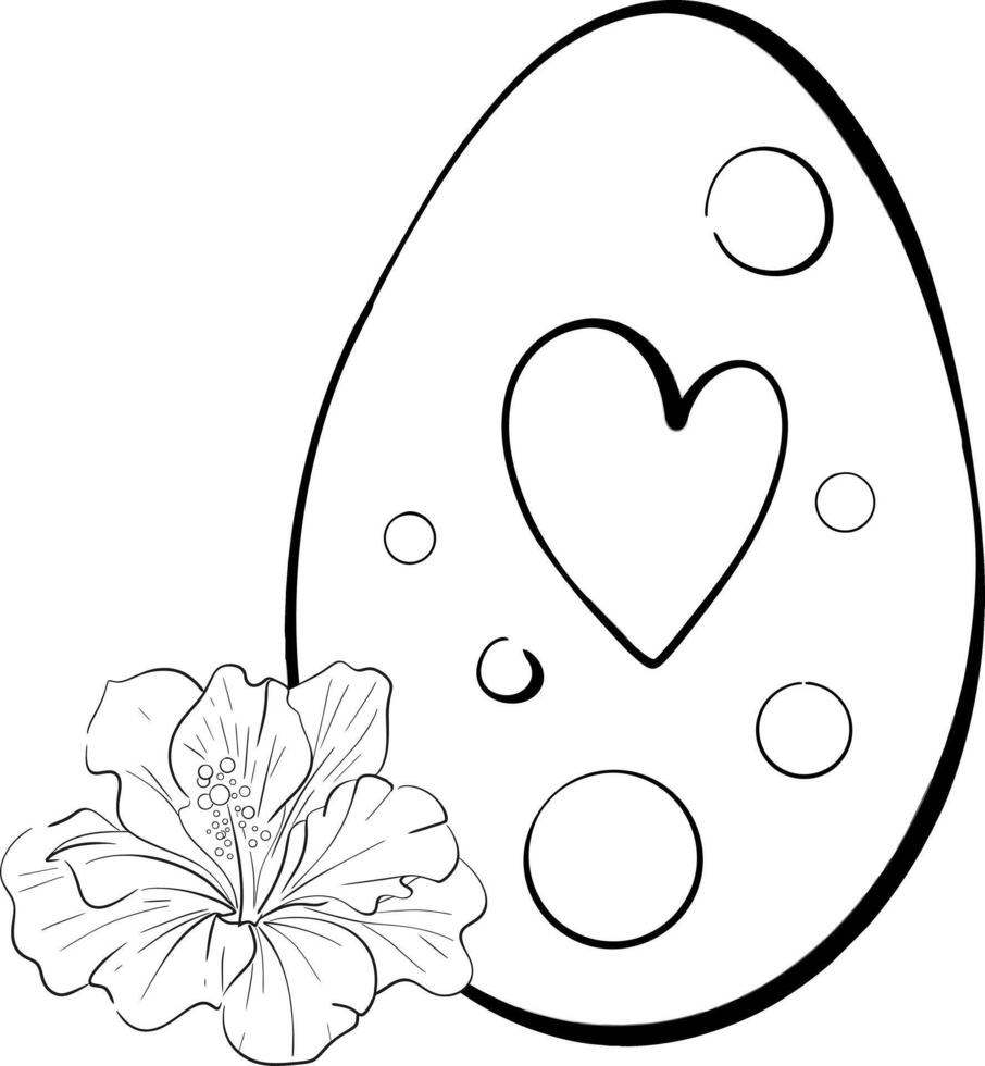 dinosaur egg with flower. Jurassic, prehistoric animal. Black silhouette for circuit vector