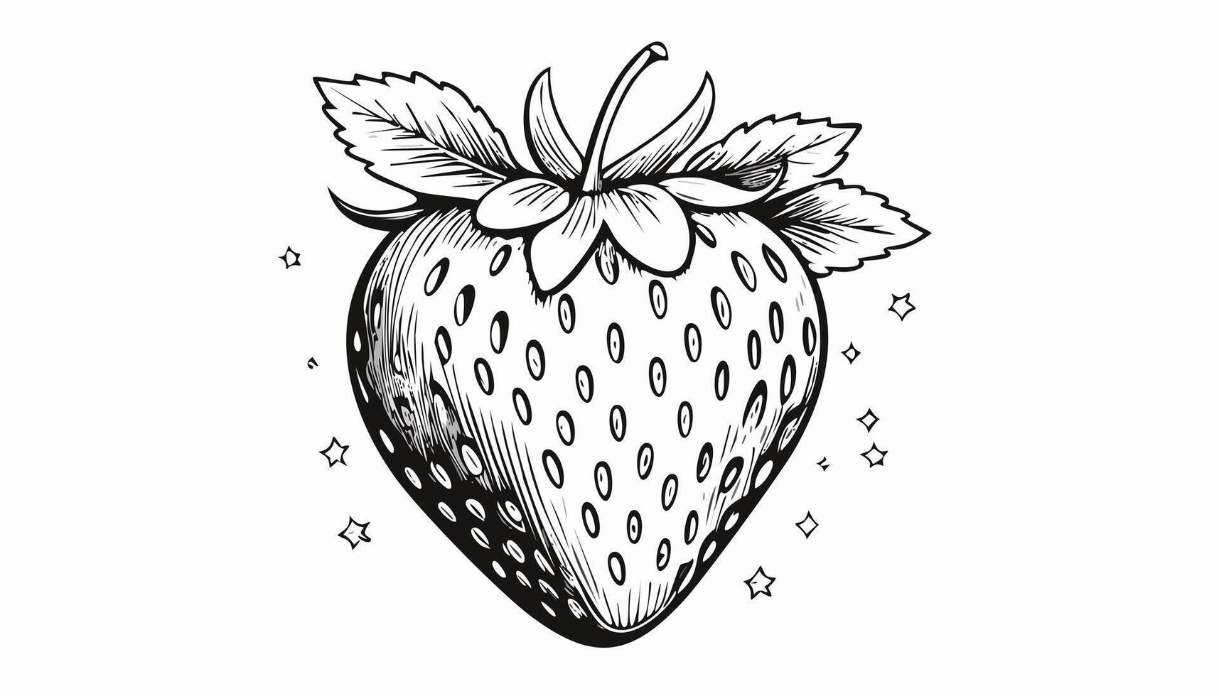 Strawberry Fruit in Sketch Style - Poster Card Banner Plant Food Botanical Draw Black Berry vector