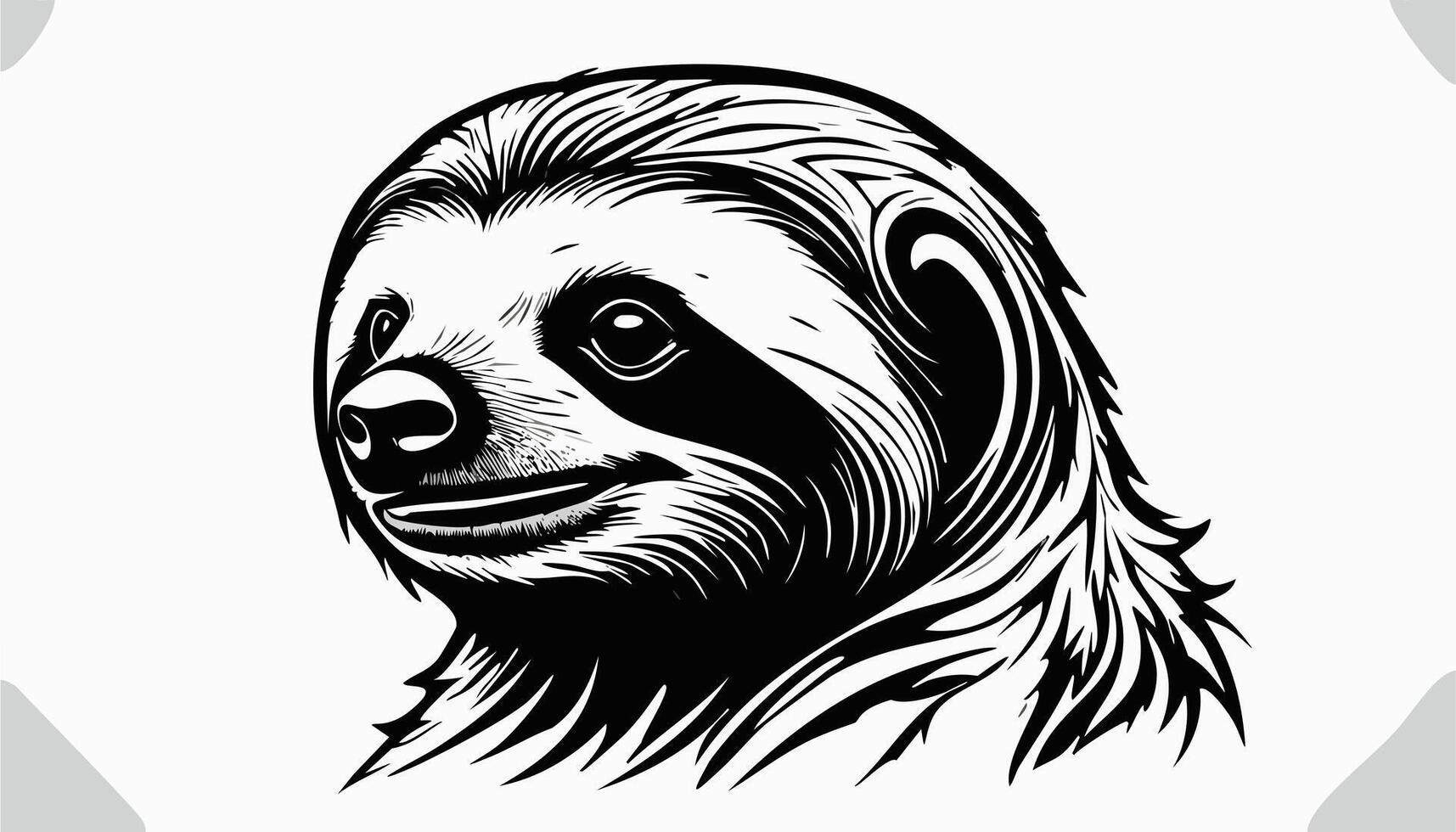 Sloth Head Sketch Style - Animal Face Portrait Mammal Fur vector