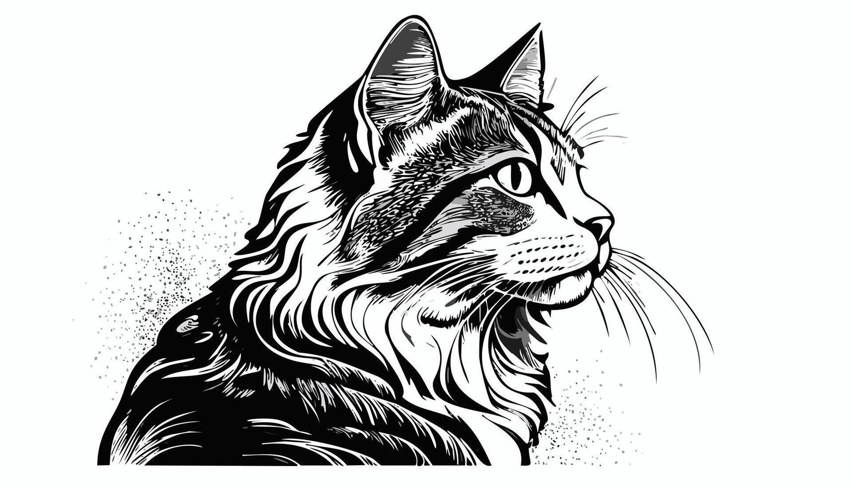 Cat Kitten Head Sketch Style - Animal Face Portrait Feline Mammal Fur vector