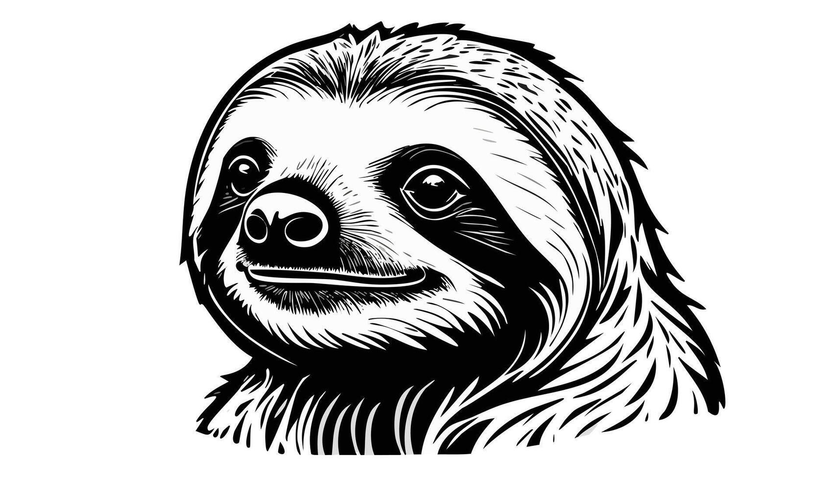 Sloth Head Sketch Style - Animal Face Portrait Mammal Fur vector