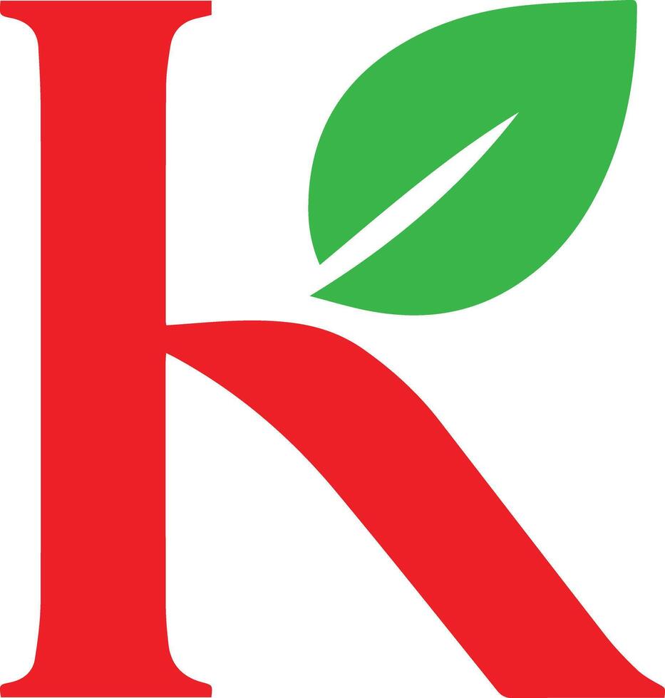 A green and red eco-friendly 'K' logo, created for flexible use in t-shirt designs and by various companies, the logo is modern, clean, and easily adaptable. vector