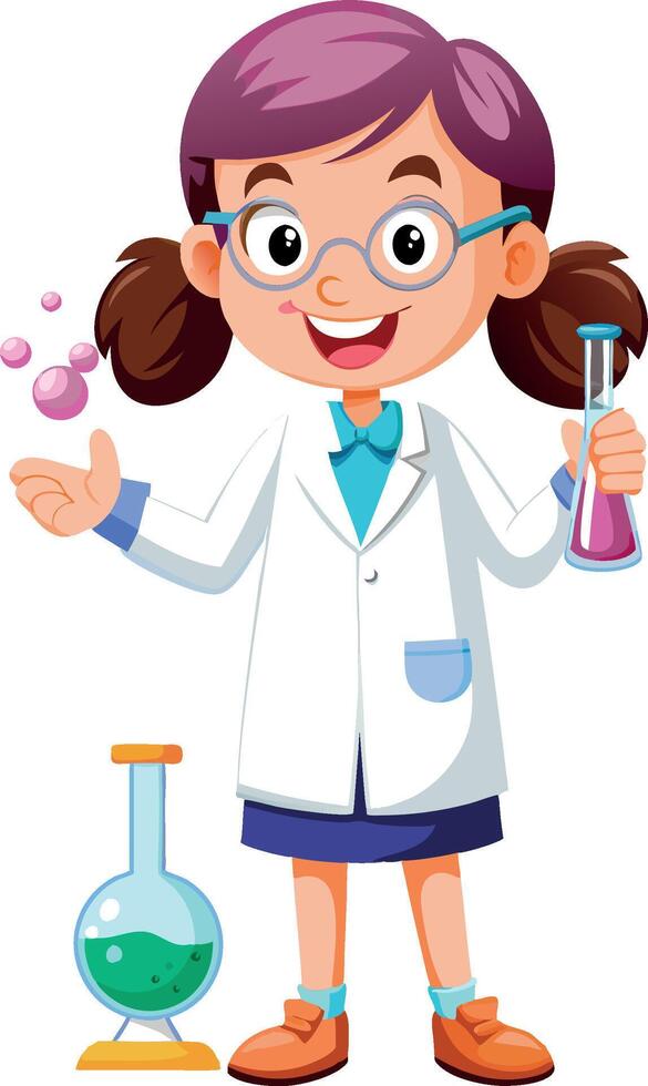 Young scientist girl holding test tube making experiment vector